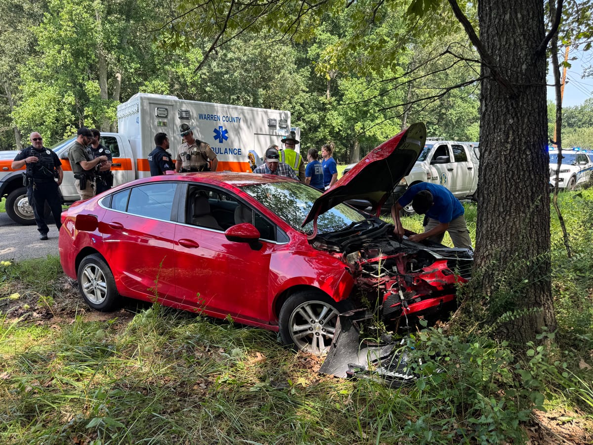 Collision with tree injures driver