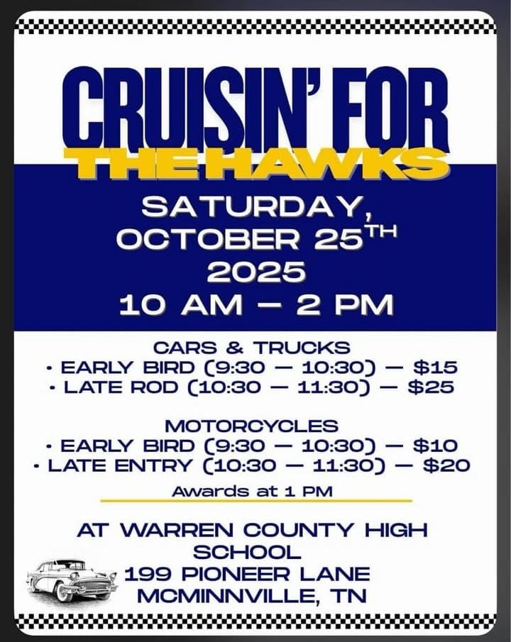 Cruisin’ for the Hawks set for Oct. 25