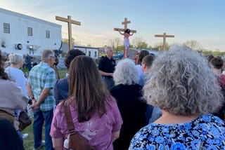 Oasis catches attention with crucifixion scene