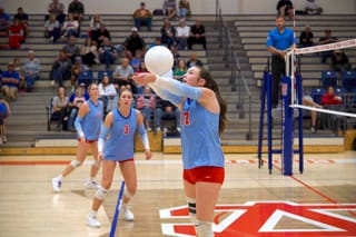 Lady Pioneers ground Red Hawks in four sets