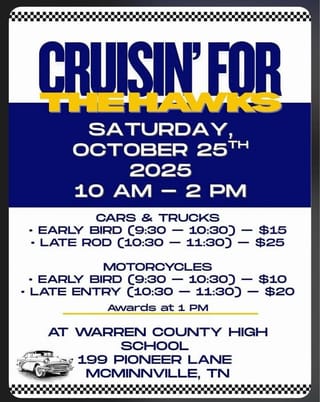 Cruisin’ for the Hawks set for Oct. 25