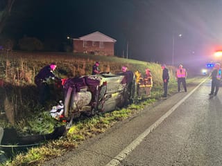 Distracted driving leads to ditch